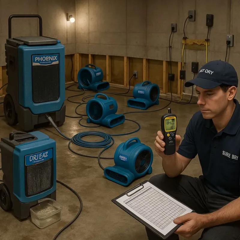 Structural Drying and Dehumidification process in Tega Cay, SC